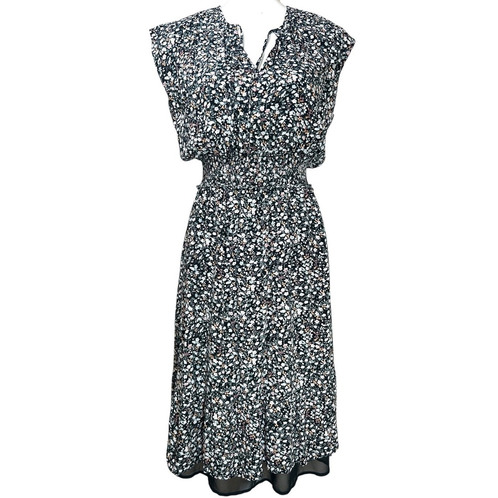 Rails Ashlyn Smocked Midi Dress Ivy Ditzy Floral black pink green Prairie Medium - Picture 2 of 8